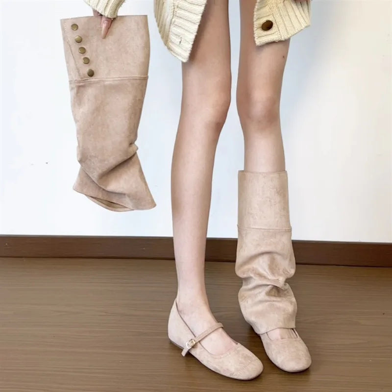 Wedge Flat Sleeve Boots