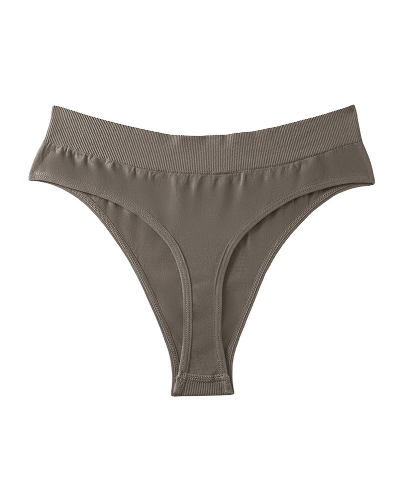 Women's Seamless Sports Fitness Solid Color Elastic T-Thong