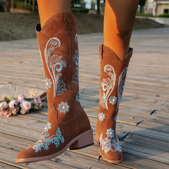 White Cowboy Embroidery Boots