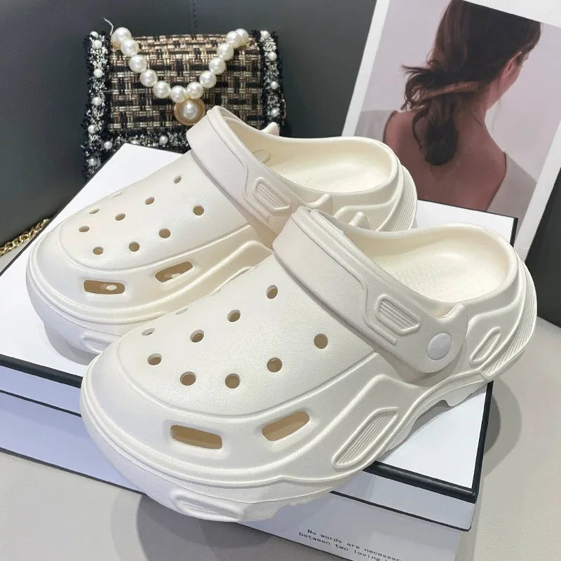 Winter Couple Plush Slippers Thick High Heels Soft-soled Beach Garden Cotton Shoes