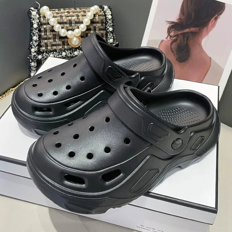 Winter Couple Plush Slippers Thick High Heels Soft-soled Beach Garden Cotton Shoes