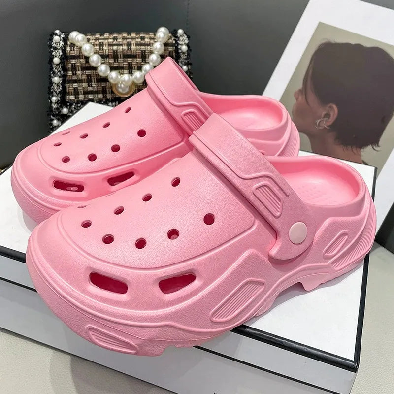 Winter Couple Plush Slippers Thick High Heels Soft-soled Beach Garden Cotton Shoes