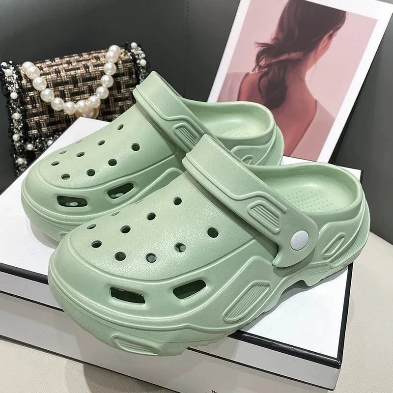 Winter Couple Plush Slippers Thick High Heels Soft-soled Beach Garden Cotton Shoes