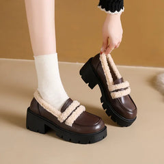 Winter Elegant and Sexy Waterproof and Warm Thick Soled Loafers
