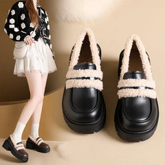 Winter Elegant and Sexy Waterproof and Warm Thick Soled Loafers
