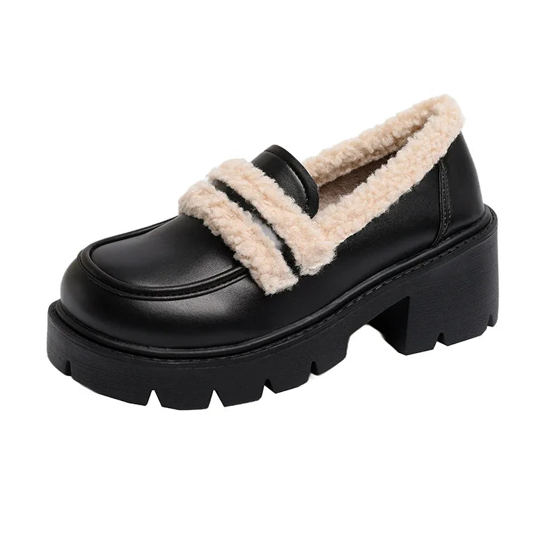 Winter Elegant and Sexy Waterproof and Warm Thick Soled Loafers