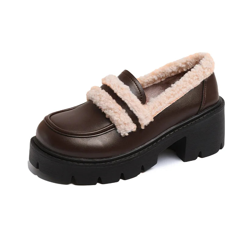Winter Elegant and Sexy Waterproof and Warm Thick Soled Loafers