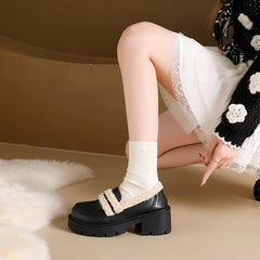 Winter Elegant and Sexy Waterproof and Warm Thick Soled Loafers