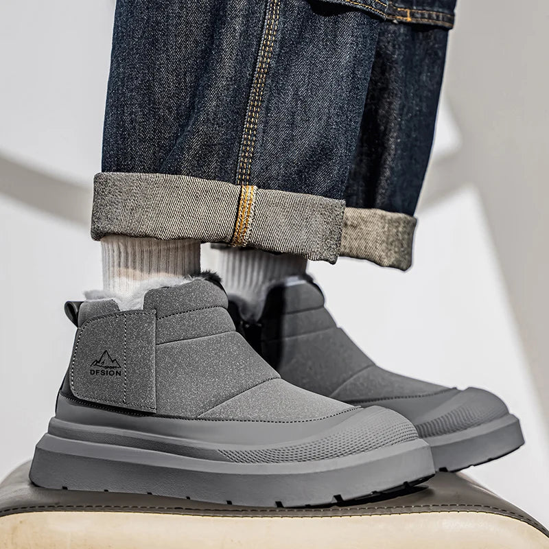 Winter Mens Snow Boot Outdoor Waterproof Non-slip Ankle Boot Plush Warm Cotton Boots