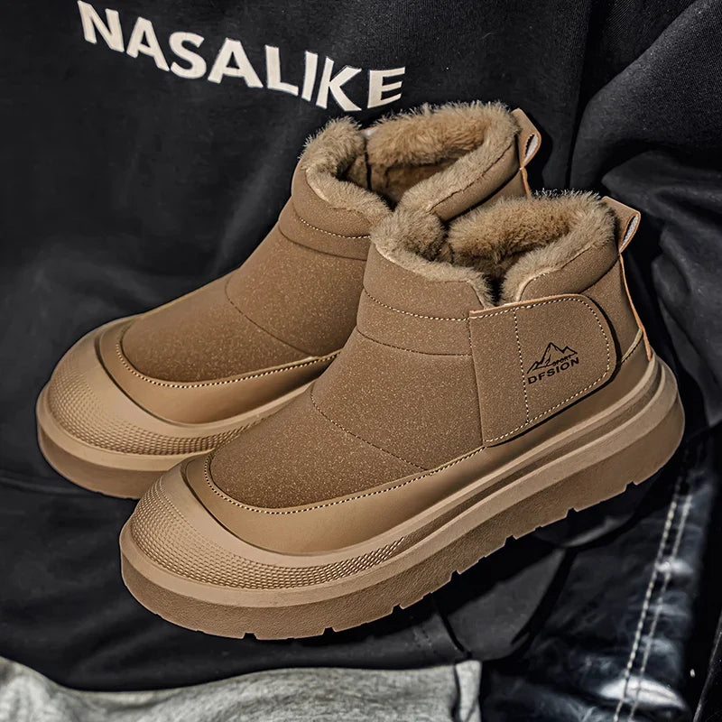Winter Mens Snow Boot Outdoor Waterproof Non-slip Ankle Boot Plush Warm Cotton Boots