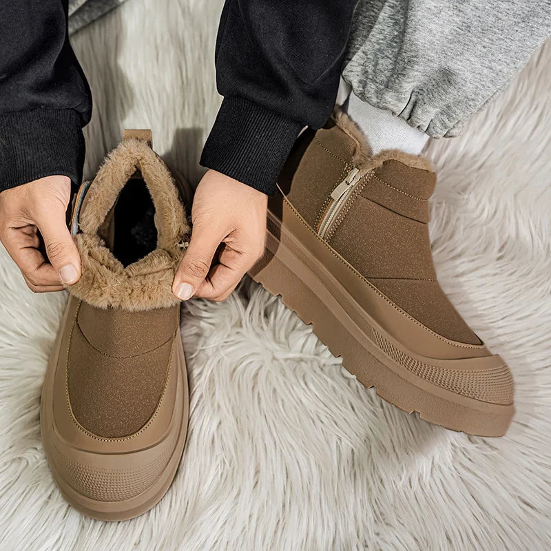Winter Mens Snow Boot Outdoor Waterproof Non-slip Ankle Boot Plush Warm Cotton Boots