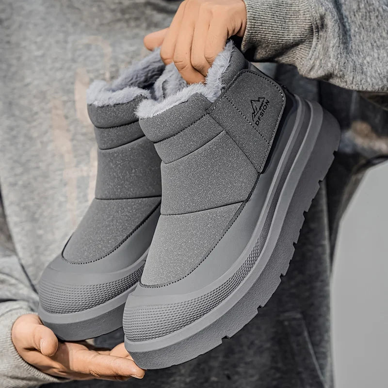 Winter Mens Snow Boot Outdoor Waterproof Non-slip Ankle Boot Plush Warm Cotton Boots