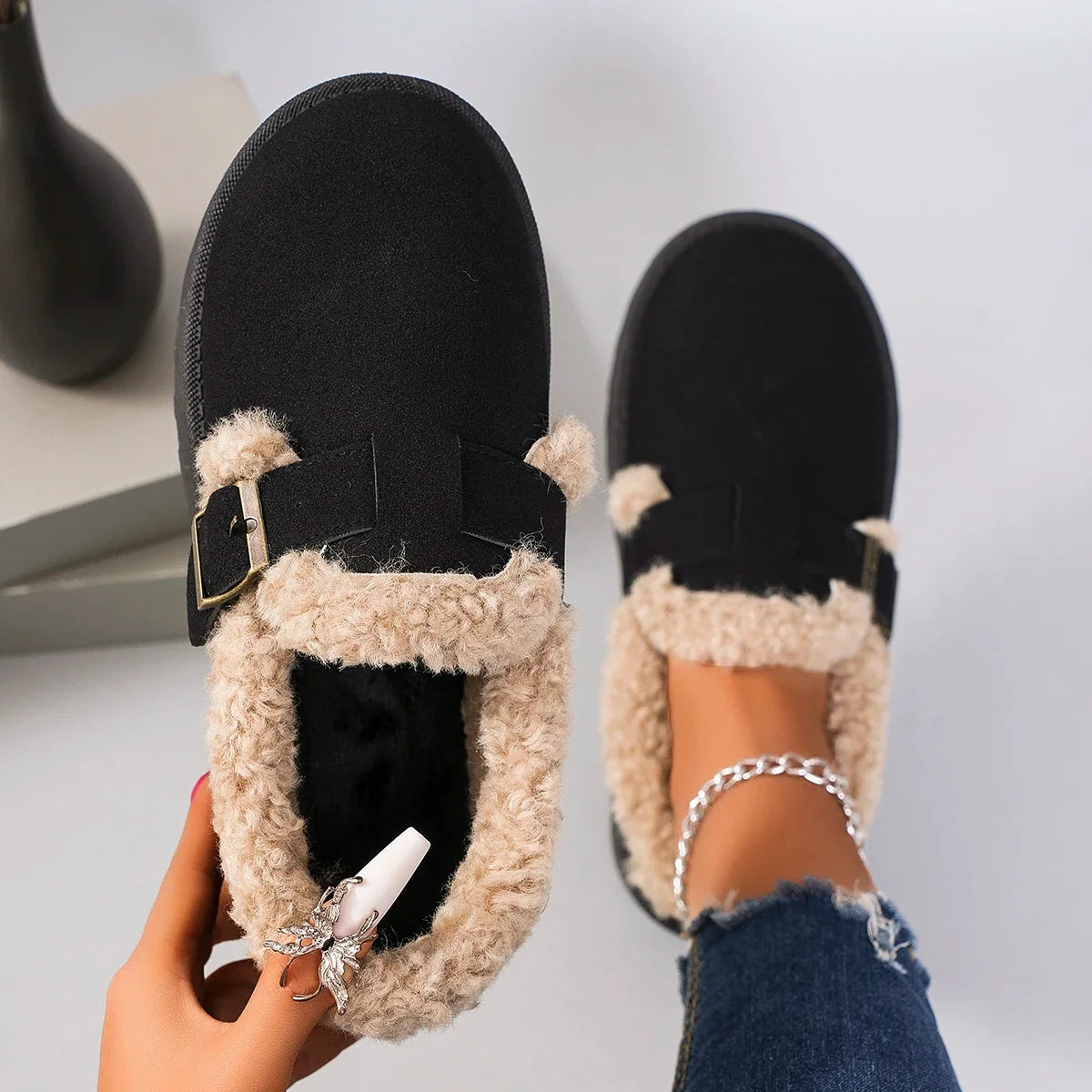 Winter Round Head Flat with Warm and Comfortable Non-slip Snow Boots