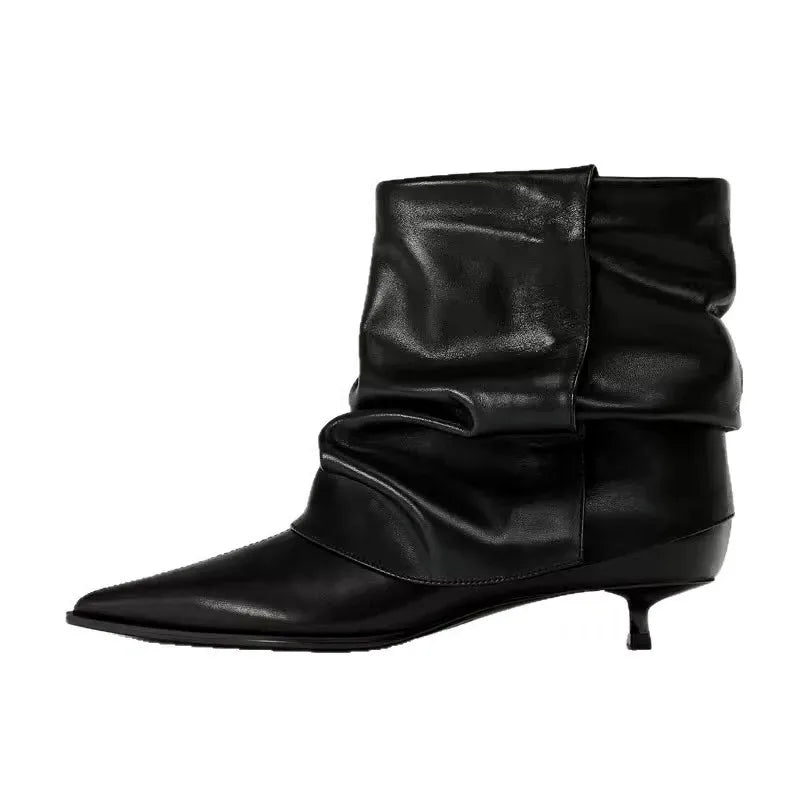 Pointed Toe High Heels Short Boots