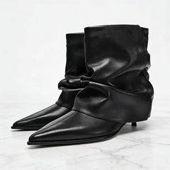 Pointed Toe High Heels Short Boots