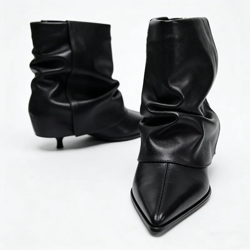 Pointed Toe High Heels Short Boots