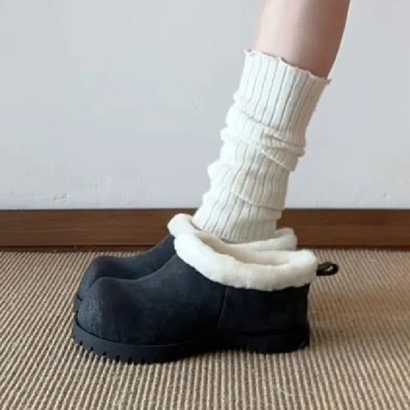 Winter Short Fur Warm Women's Suede Boots