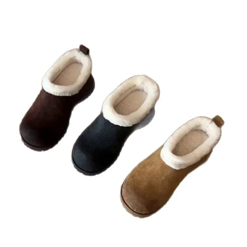 Winter Short Fur Warm Women's Suede Boots