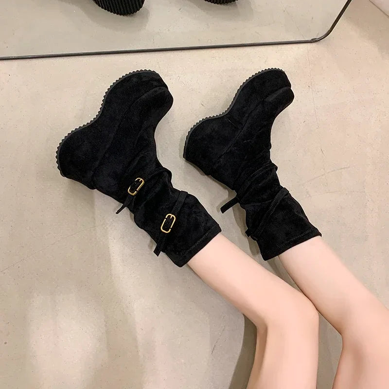 Winter Suede Platform Ankle Boots