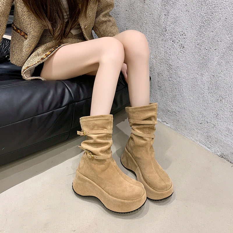 Winter Suede Platform Ankle Boots