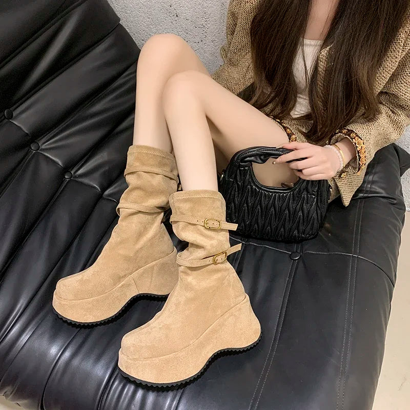 Winter Suede Platform Ankle Boots