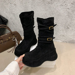 Winter Suede Platform Ankle Boots