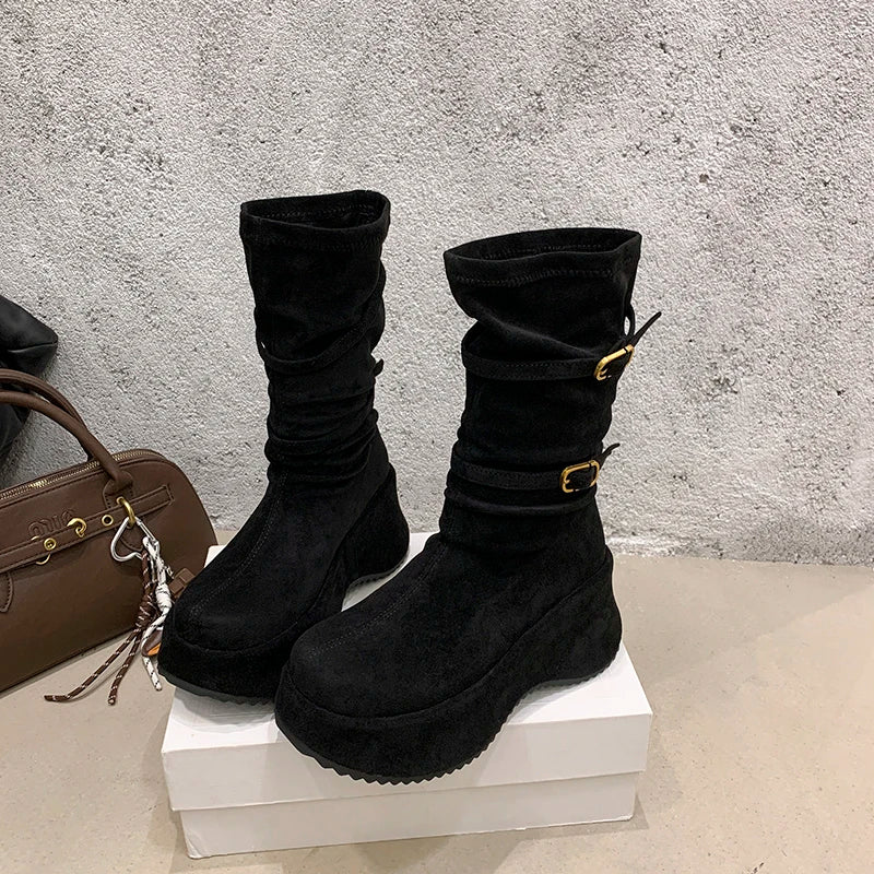 Winter Suede Platform Ankle Boots