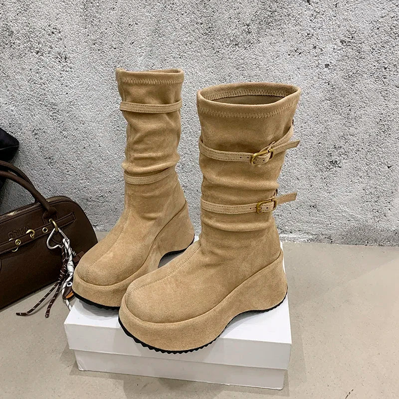 Winter Suede Platform Ankle Boots