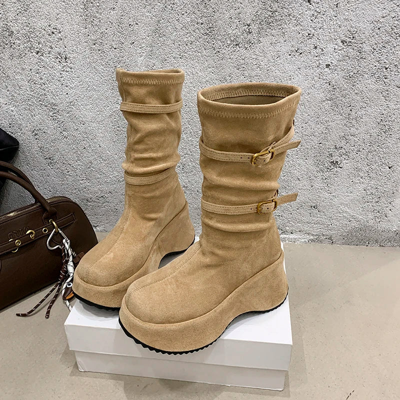 Winter Suede Platform Ankle Boots
