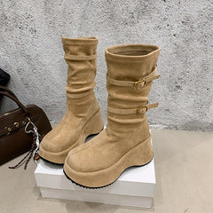 Winter Suede Platform Ankle Boots