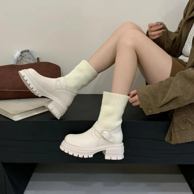 Winter Warm Knitted Stretch Sock Boots