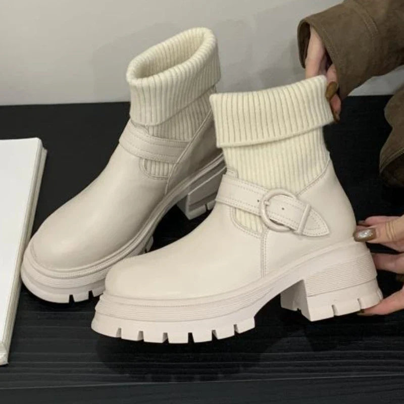 Winter Warm Knitted Stretch Sock Boots