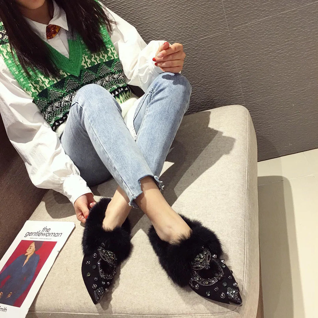 Winter Warm Pointed Single Shoes