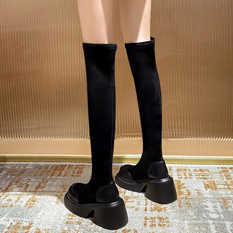 Winter Woman Velvet Over The Knee Boots