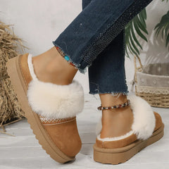 Casual Cotton half slippers Suede Fur Chelsea Ankle Boots