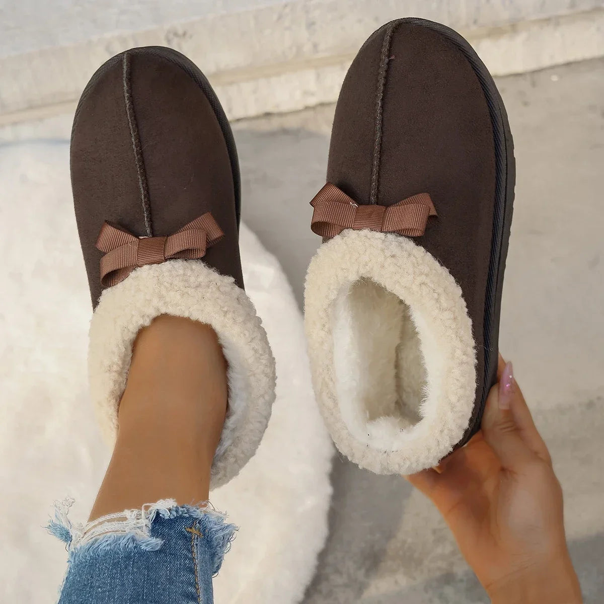 Winter Women's Slipper Fuzzy Fur Anti-slip Soft Sole Outdoor Indoor Warm Comfort Men Leisure Plush Houseshoes Couple