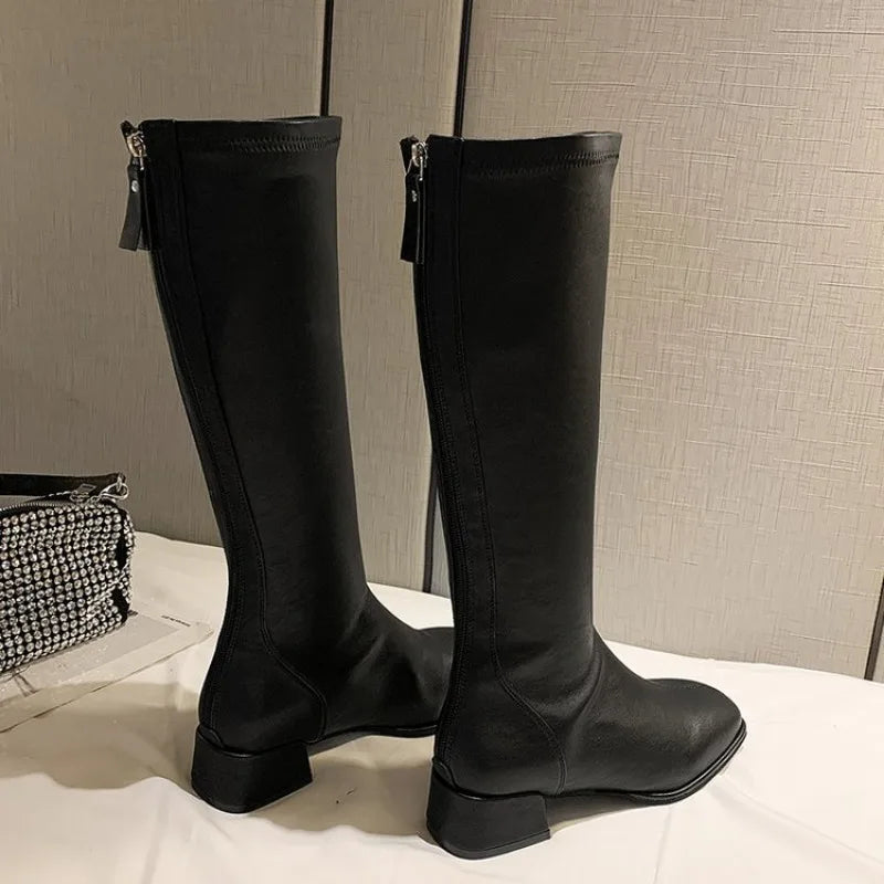 Women Black High Heel Long Boots