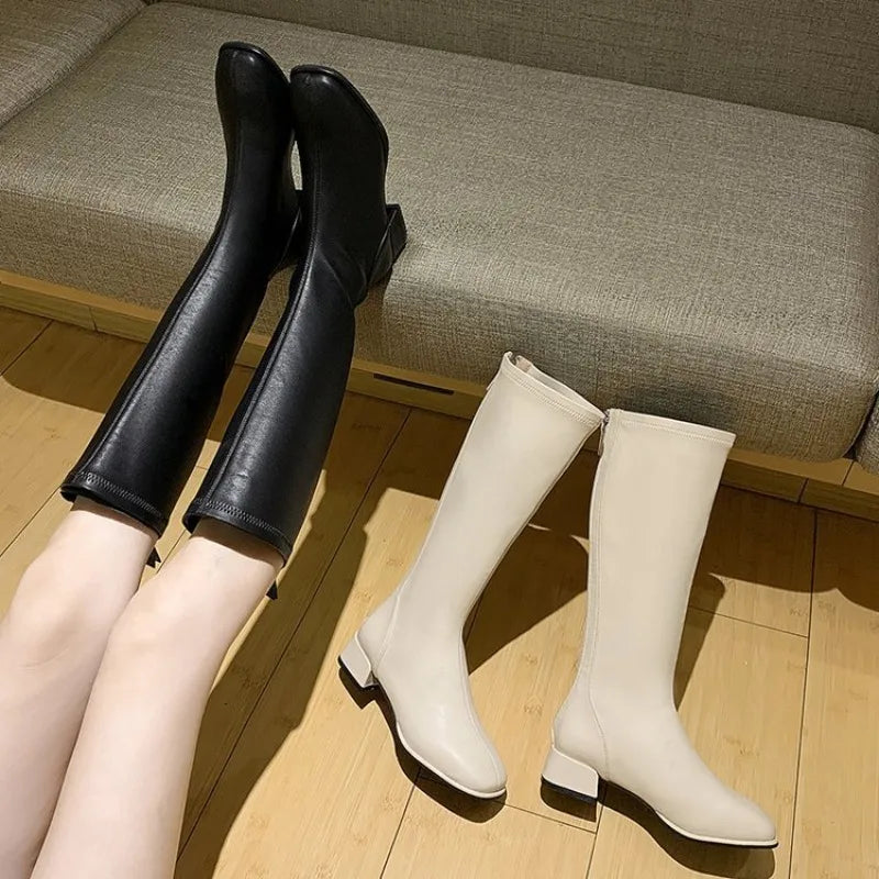 Women Black High Heel Long Boots