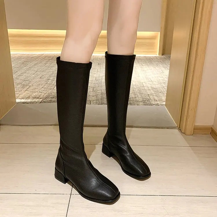 Women Black High Heel Long Boots