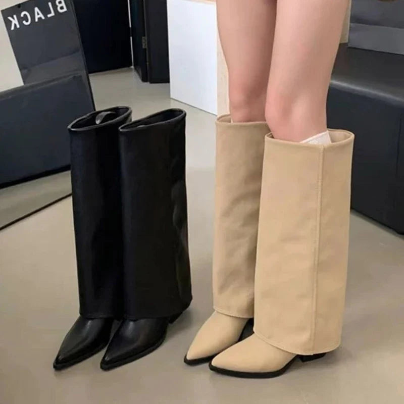 Women Chunky Knee High Boots