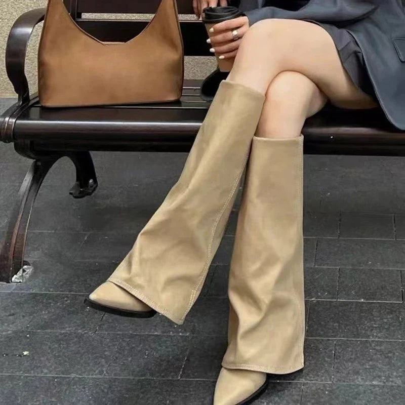 Women Chunky Knee High Boots