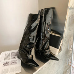 Women Patent Leather Over The Knee Boots
