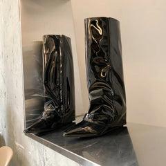 Women Patent Leather Over The Knee Boots