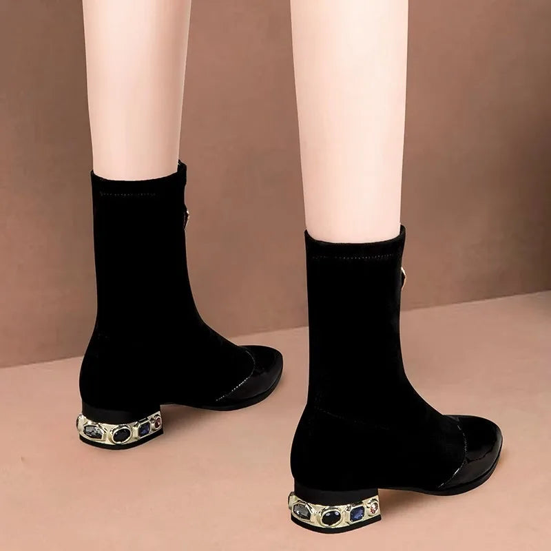 Women Shiny Sequin Ankle Boots