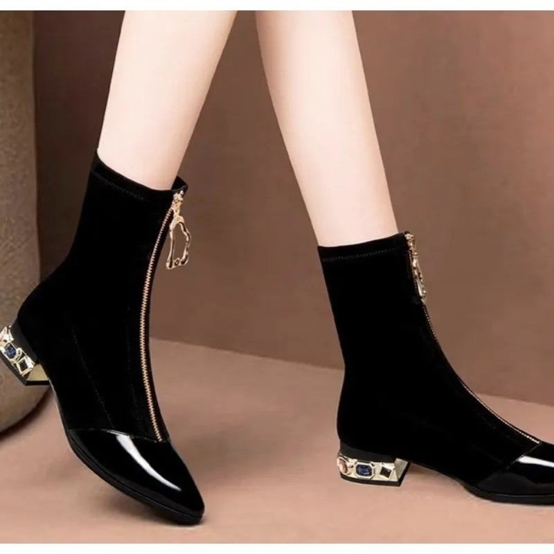 Women Shiny Sequin Ankle Boots