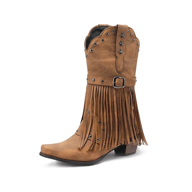 Women Vintage Ethnic Western Cowboy Boots