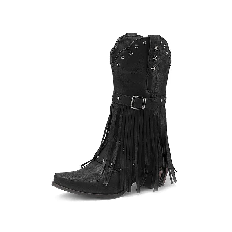Women Vintage Ethnic Western Cowboy Boots