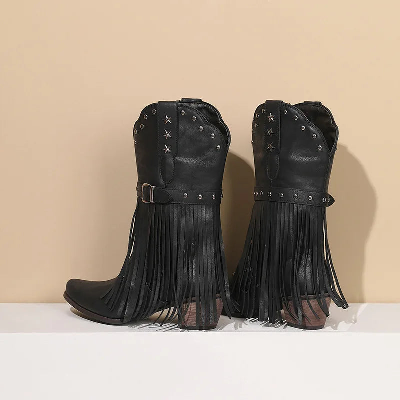 Women Vintage Ethnic Western Cowboy Boots