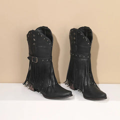 Women Vintage Ethnic Western Cowboy Boots