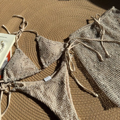 glitter bikini Sets three pieces with perspective mini halter string swimsuit bathing suit biquini